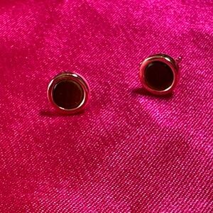 AMOUR 5/8 CT TGW Tiger Eye Stud Earrings In Yellow Plated Sterling Silver